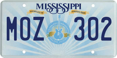 MS license plate MOZ302