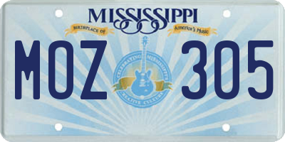 MS license plate MOZ305