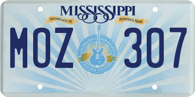 MS license plate MOZ307