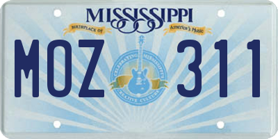 MS license plate MOZ311