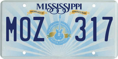 MS license plate MOZ317