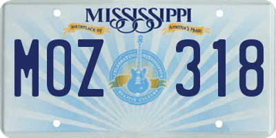 MS license plate MOZ318
