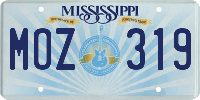MS license plate MOZ319