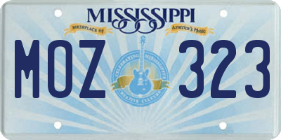 MS license plate MOZ323
