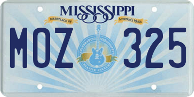 MS license plate MOZ325