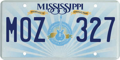 MS license plate MOZ327