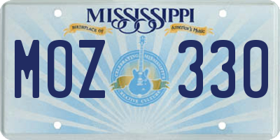 MS license plate MOZ330