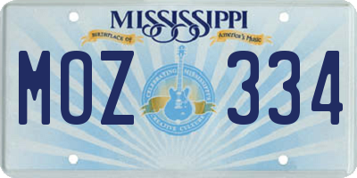 MS license plate MOZ334