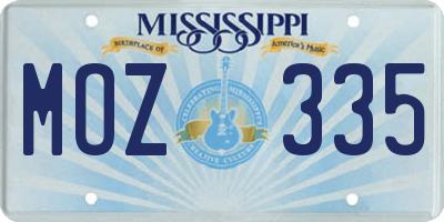 MS license plate MOZ335