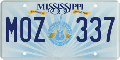 MS license plate MOZ337
