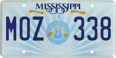 MS license plate MOZ338