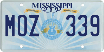 MS license plate MOZ339