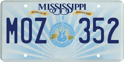 MS license plate MOZ352