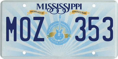 MS license plate MOZ353