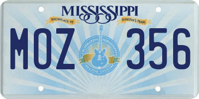 MS license plate MOZ356