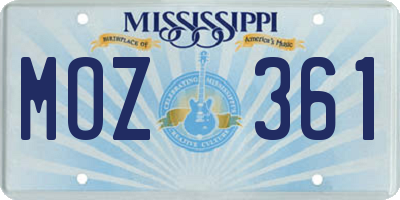 MS license plate MOZ361