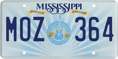 MS license plate MOZ364