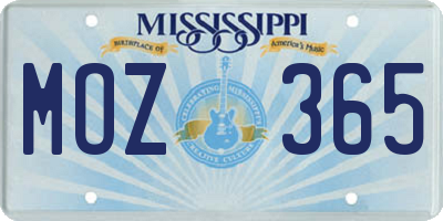 MS license plate MOZ365