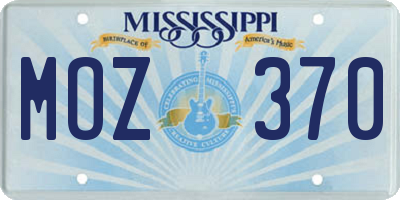 MS license plate MOZ370