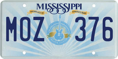 MS license plate MOZ376
