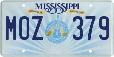 MS license plate MOZ379