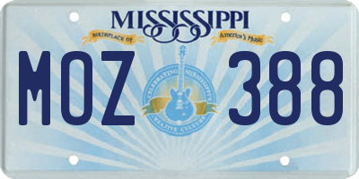 MS license plate MOZ388