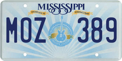 MS license plate MOZ389