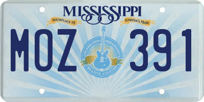 MS license plate MOZ391