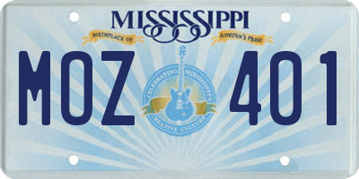 MS license plate MOZ401