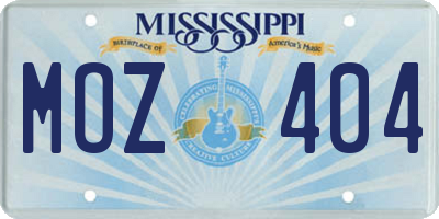 MS license plate MOZ404