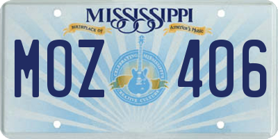MS license plate MOZ406