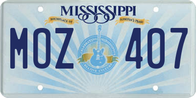 MS license plate MOZ407
