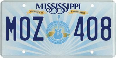 MS license plate MOZ408