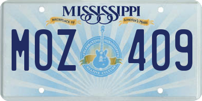 MS license plate MOZ409