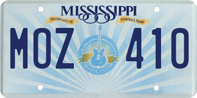 MS license plate MOZ410