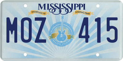 MS license plate MOZ415