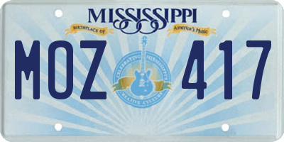 MS license plate MOZ417