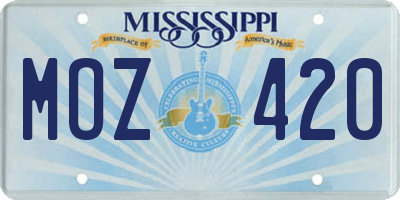 MS license plate MOZ420