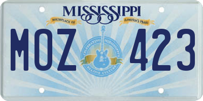MS license plate MOZ423