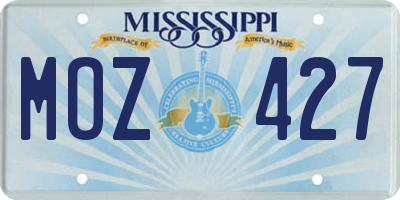 MS license plate MOZ427