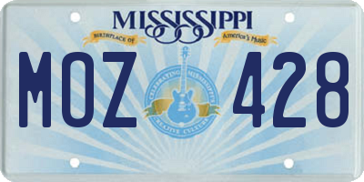 MS license plate MOZ428