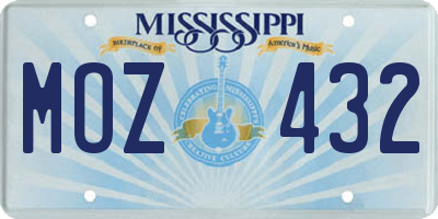 MS license plate MOZ432