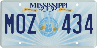 MS license plate MOZ434