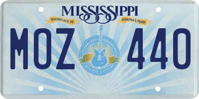 MS license plate MOZ440