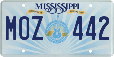 MS license plate MOZ442