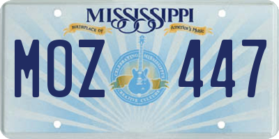 MS license plate MOZ447