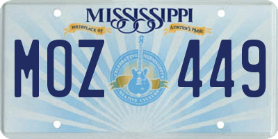 MS license plate MOZ449