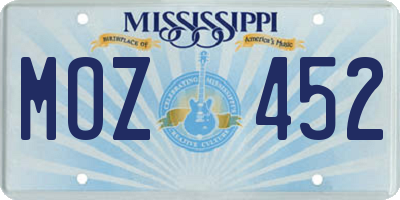 MS license plate MOZ452