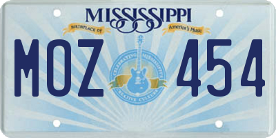 MS license plate MOZ454