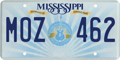 MS license plate MOZ462